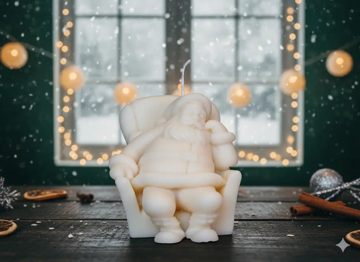 Napping Santa Candle | Sculptural Holiday Soy Wax - handmade home fragrance gift