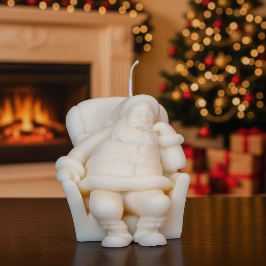Napping Santa Candle | Sculptural Holiday Soy Wax - handmade home fragrance gift