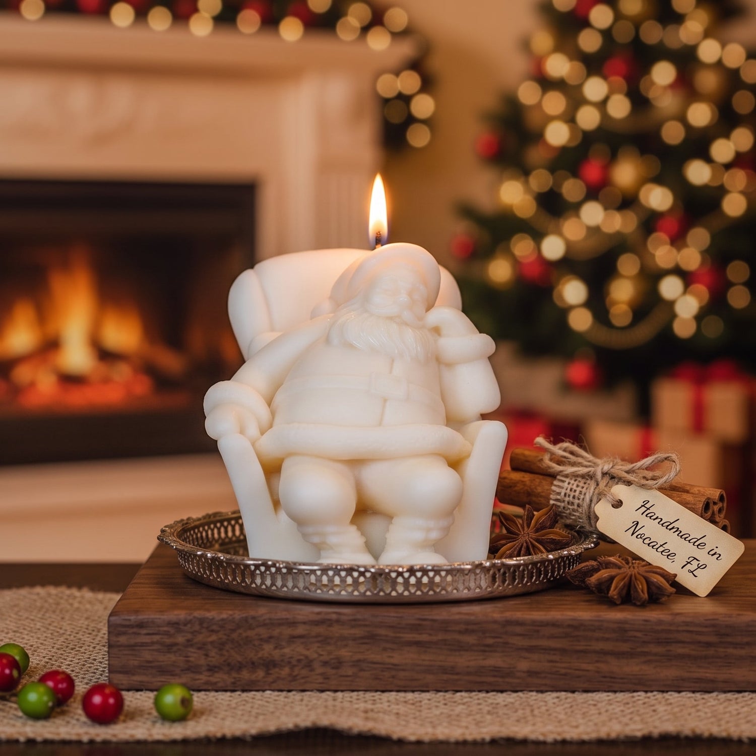 Napping Santa Candle | Sculptural Holiday Soy Wax - handmade home fragrance gift
