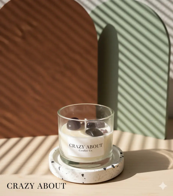 Energy Crystal Candle — Natural Soy Wax, Aromatherapy & Healing Crystals - handmade home fragrance gift