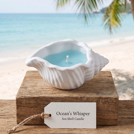Sea Shell Candle in Jesmonite | Coastal Decor - handmade home fragrance gift