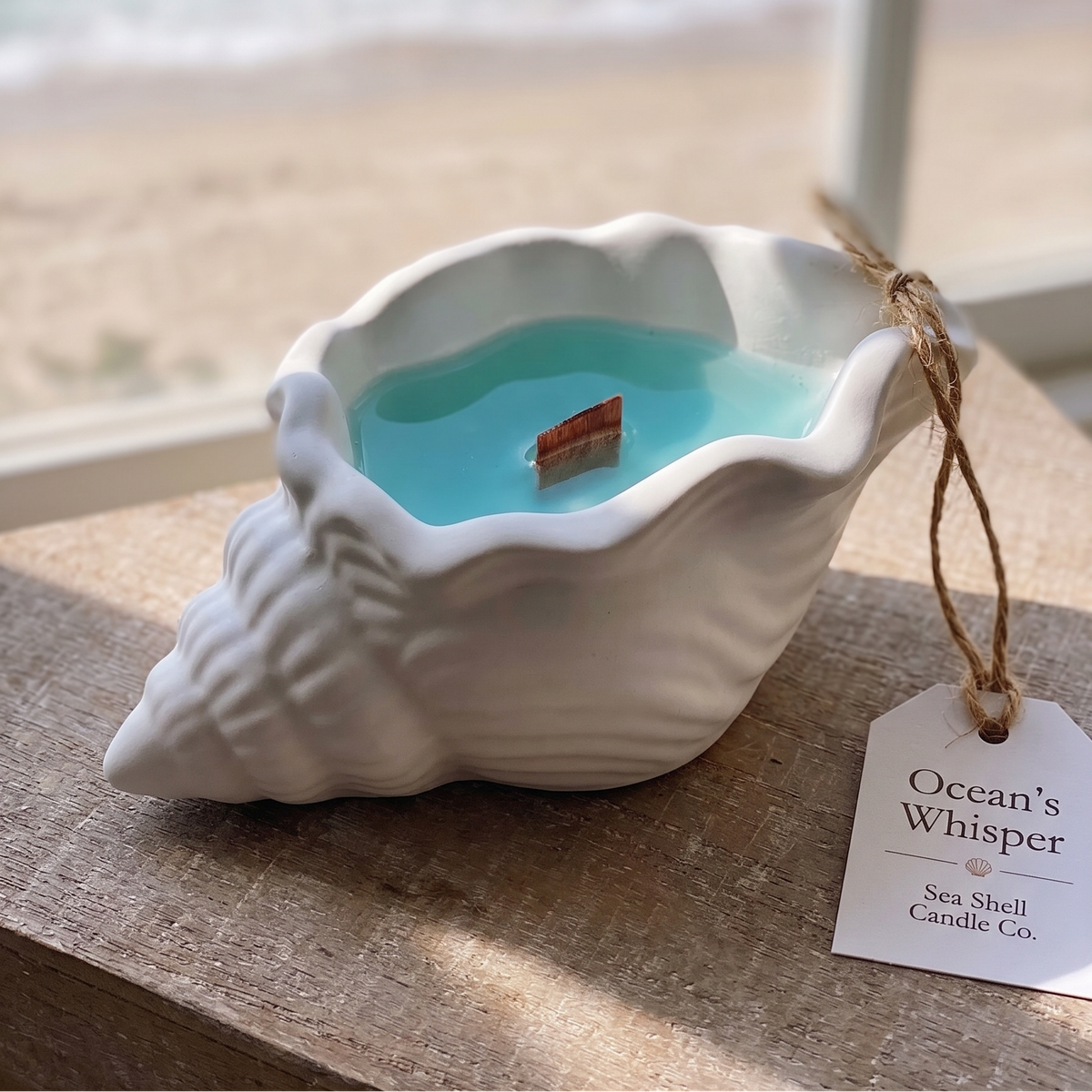 Sea Shell Candle in Jesmonite | Coastal Decor - handmade home fragrance gift