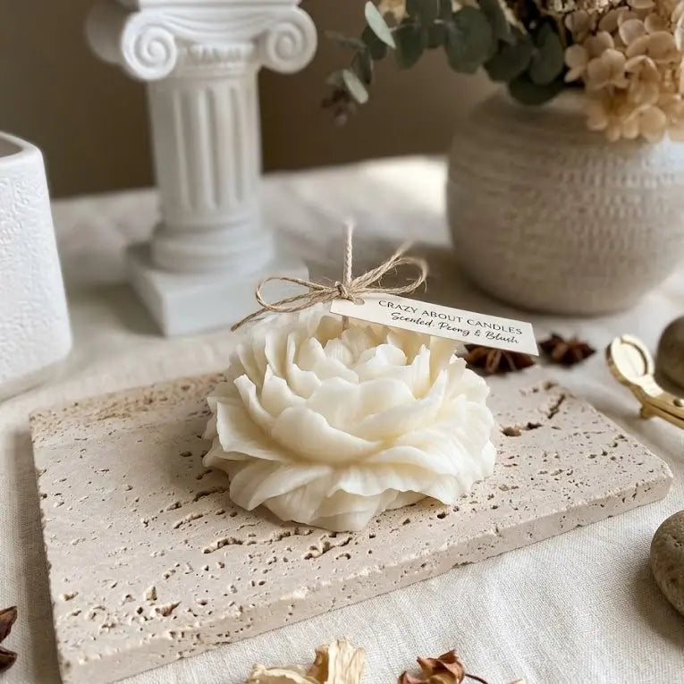 Peony Scented Candle — Floral Soy Candle for Elegant Luxury - handmade home fragrance gift