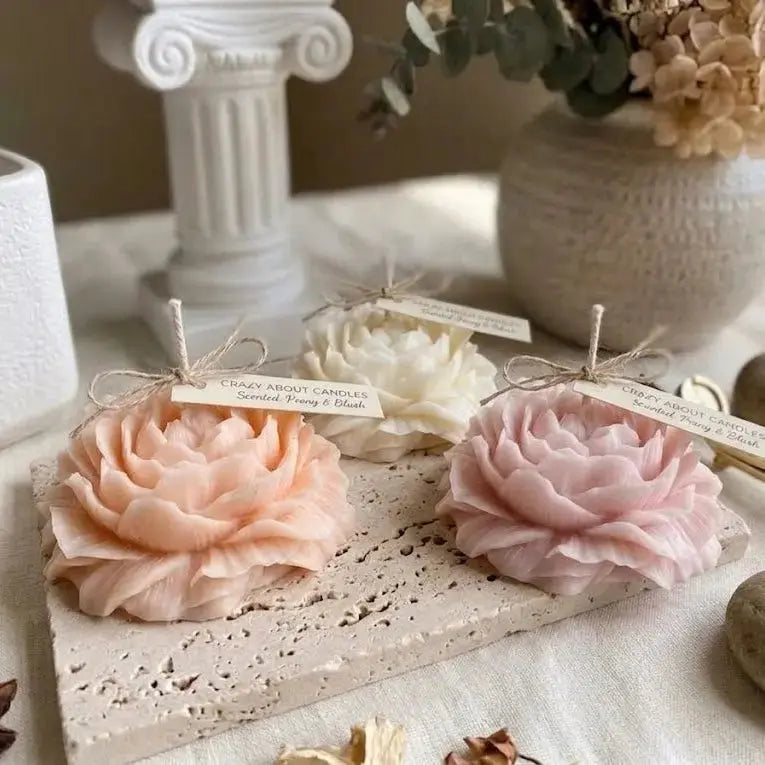 Peony Scented Candle — Floral Soy Candle for Elegant Luxury - handmade home fragrance gift