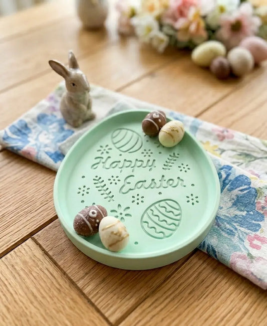 Floral Easter Egg Tray – Handcrafted Jesmonite - handmade home fragrance gift