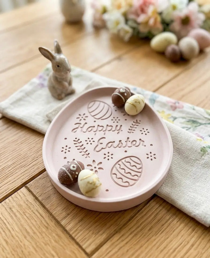 Floral Easter Egg Tray – Handcrafted Jesmonite - handmade home fragrance gift