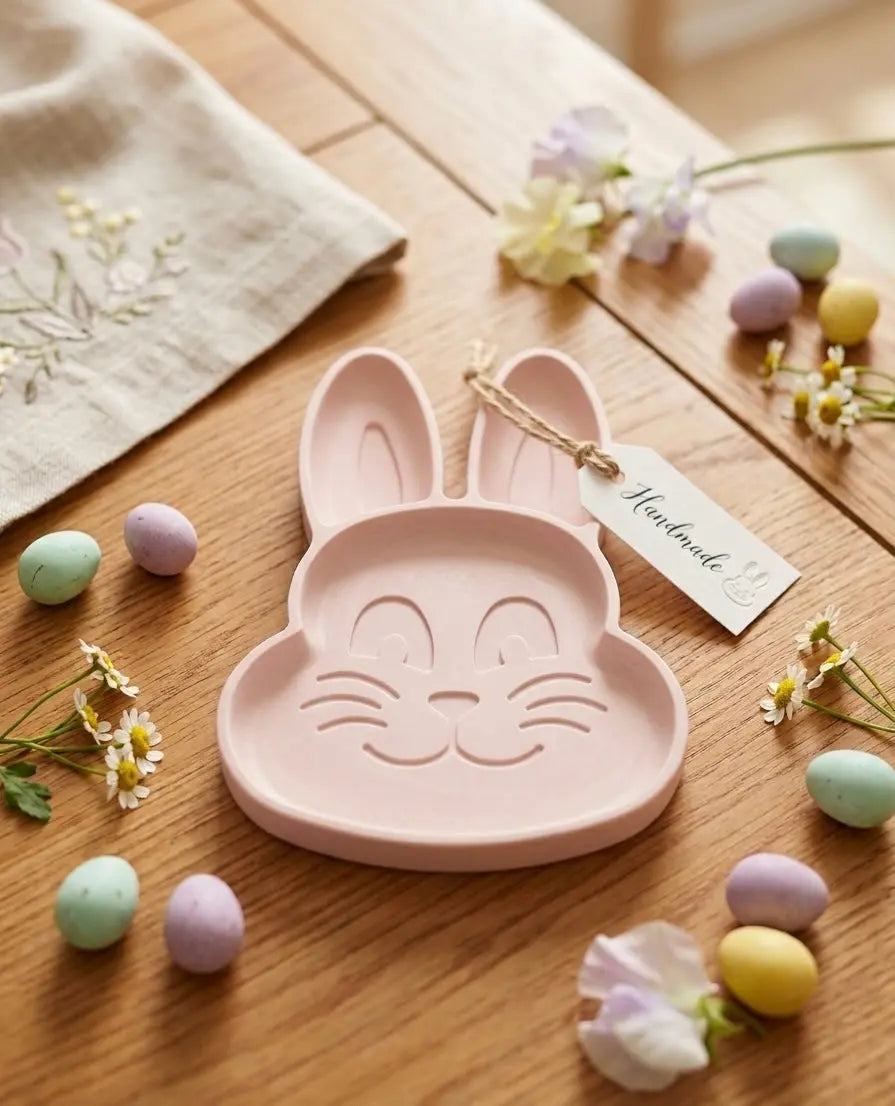 Bouncing Bunny Trinket Tray – Handcrafted Jesmonite - handmade home fragrance gift