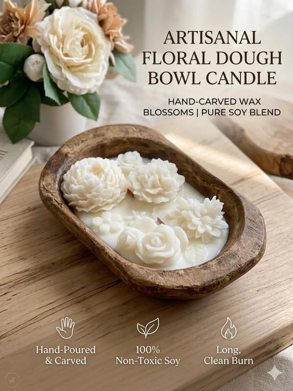 Botanical Garden Dough Bowl Candle - handmade home fragrance gift