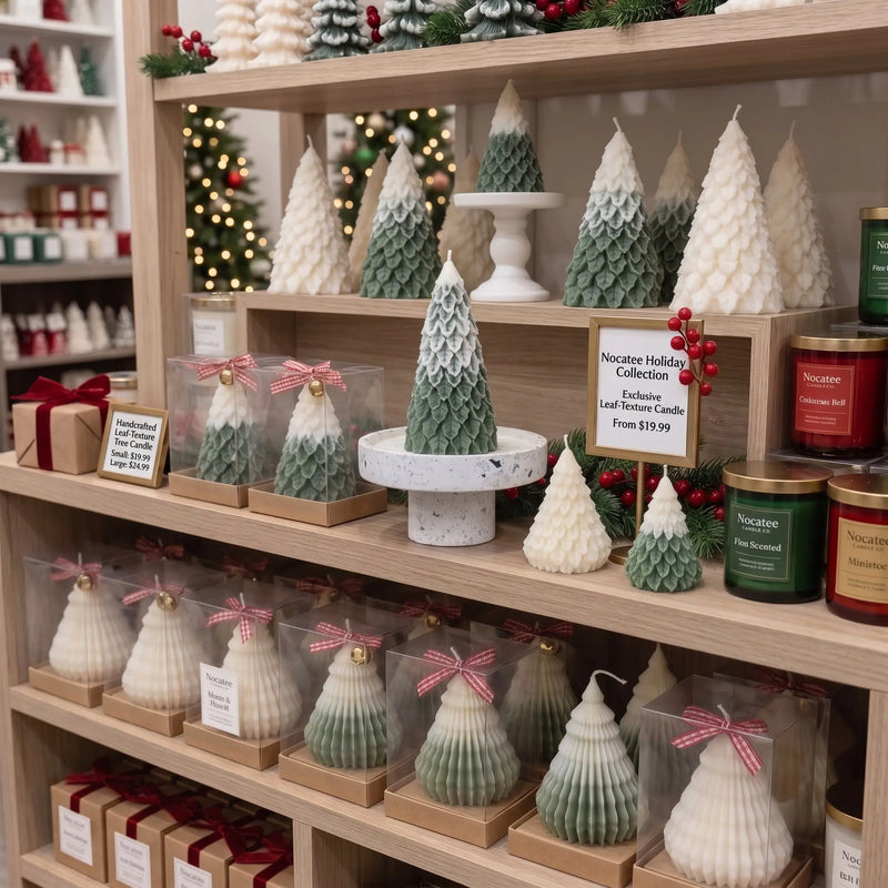 Velas de pino para las fiestas | Velas de árbol de Navidad, decoración festiva
