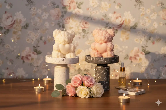 Rose Bear Candle | Sculptural Soy Wax Gift - handmade home fragrance gift