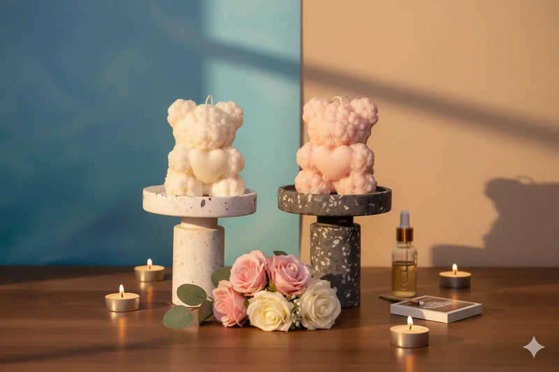 Rose Bear Candle | Sculptural Soy Wax Gift - handmade home fragrance gift