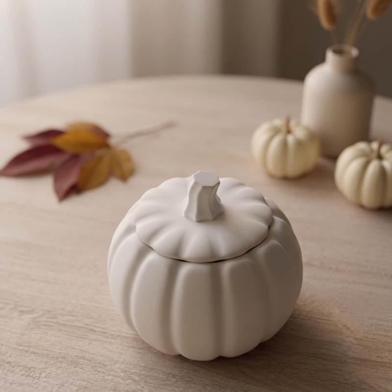 Jesmonite Pumpkin Candle | Sculptural Fall Décor - handmade home fragrance gift