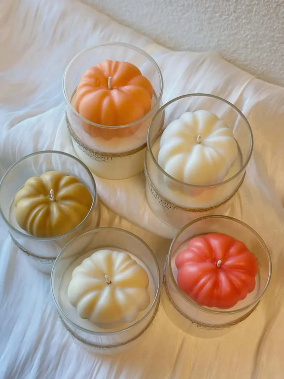 Pumpkin Candle in Glass Jar | Handcrafted Soy Wax - handmade home fragrance gift