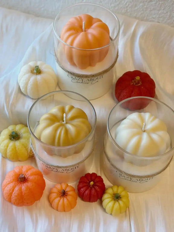 Pumpkin Candle in Glass Jar | Handcrafted Soy Wax - handmade home fragrance gift