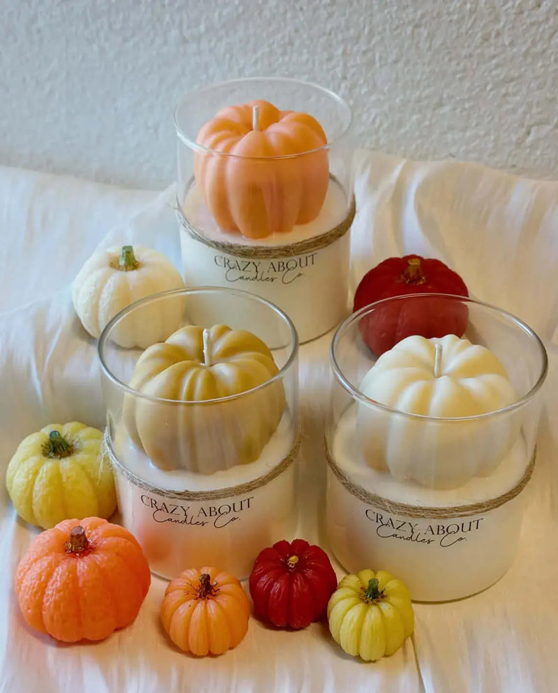 Pumpkin Candle in Glass Jar | Handcrafted Soy Wax - handmade home fragrance gift