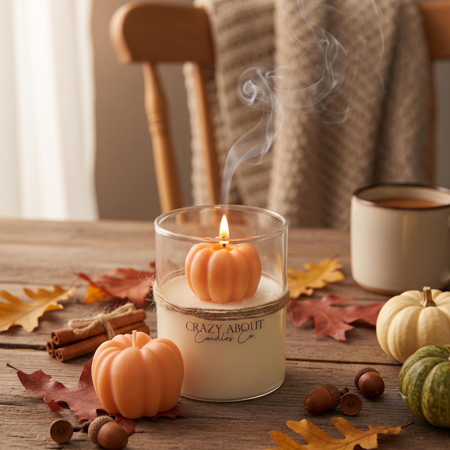 Pumpkin Candle in Glass Jar | Handcrafted Soy Wax - handmade home fragrance gift