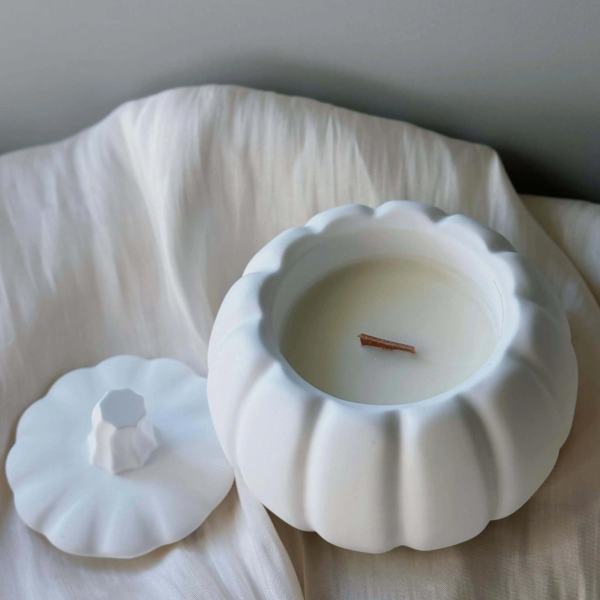 Jesmonite Pumpkin Candle | Sculptural Fall Décor - handmade home fragrance gift