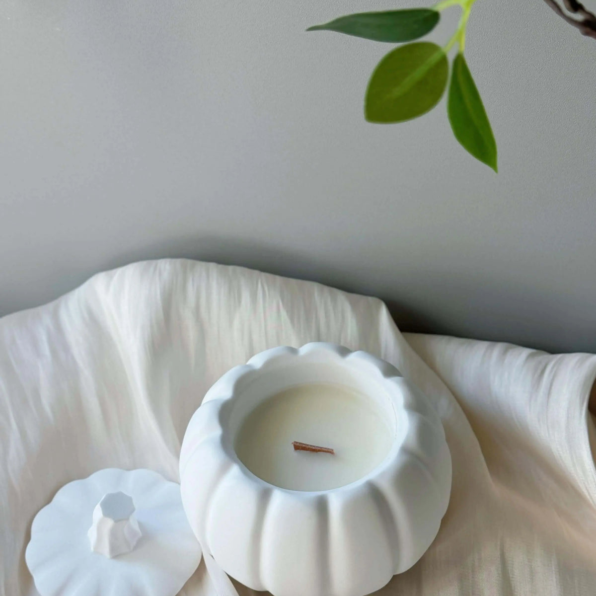 Jesmonite Pumpkin Candle | Sculptural Fall Décor - handmade home fragrance gift