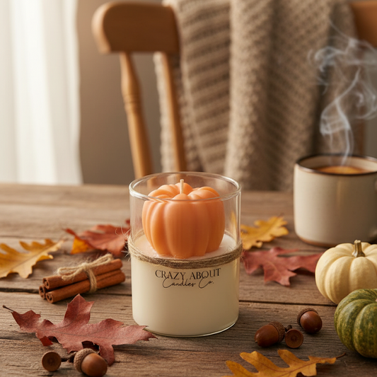 Pumpkin Candle in Glass Jar | Handcrafted Soy Wax - handmade home fragrance gift