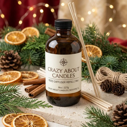 Holiday Scented Oil Diffuser Reed Diffuser Refill – 8oz | Essential Oil Infused - handmade home fragrance gift