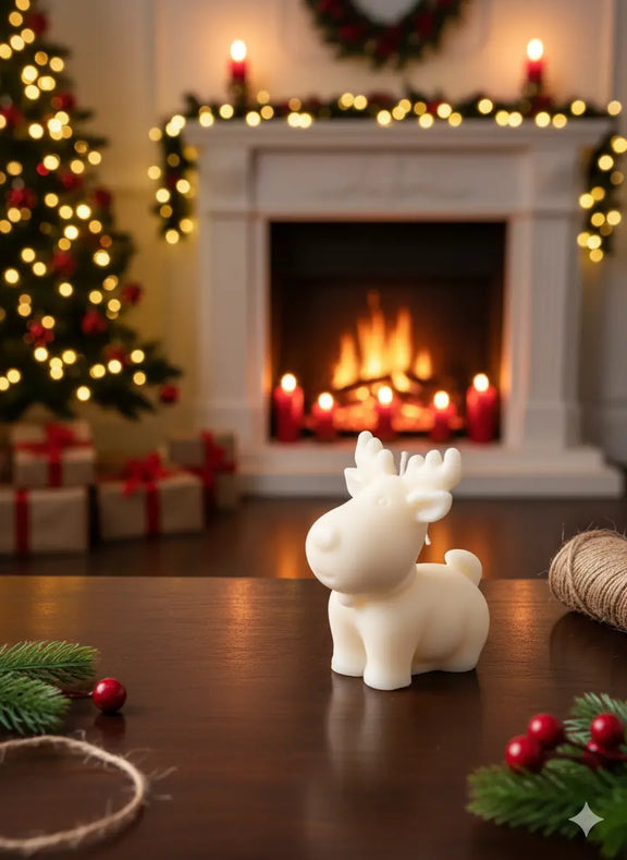 Reindeer Christmas Candle - handmade home fragrance gift
