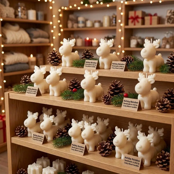 Reindeer Christmas Candle - handmade home fragrance gift