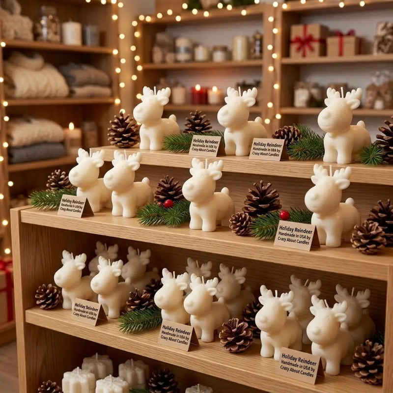 Reindeer Christmas Candle - handmade home fragrance gift