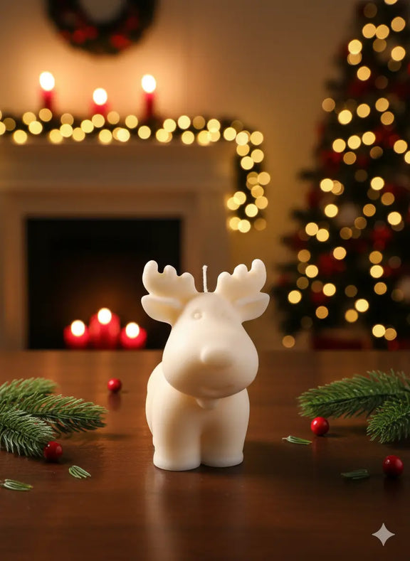 Reindeer Christmas Candle - handmade home fragrance gift