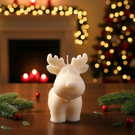 Reindeer Christmas Candle - handmade home fragrance gift