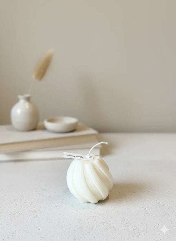 Ribbed Twirl Candle - Handcrafted Soy Wax Decorative Accent - handmade home fragrance gift