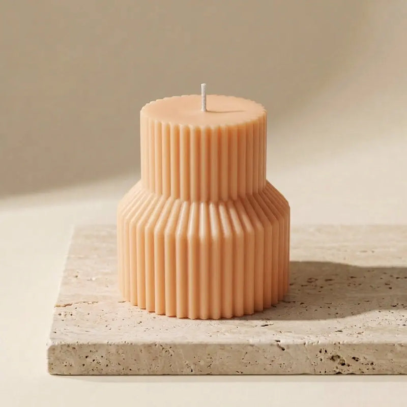 Ribbed Pedestal Handmade Pillar Candle - handmade home fragrance gift