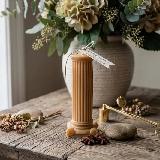 Roman Column Candle - Handcrafted Roman Column Pillar Candle with 100% Natural Soy Wax - handmade home fragrance gift