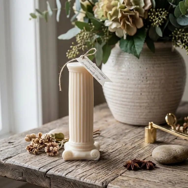 Roman Column Candle - Handcrafted Roman Column Pillar Candle with 100% Natural Soy Wax - handmade home fragrance gift