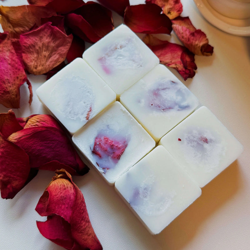 Rose Wax Melt Gift Set – Ceramic Burner, Tealight & Soy Wax Melts - handmade home fragrance gift
