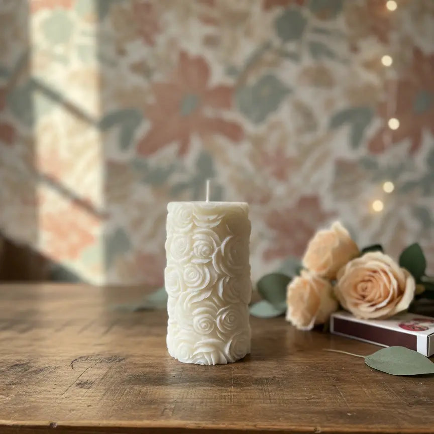 Botanical Rose Candle - handmade home fragrance gift