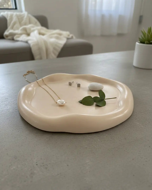 Jesmonite Jewelry Tray | Handcrafted Round Trinket Dish - Kind Gifts Co.