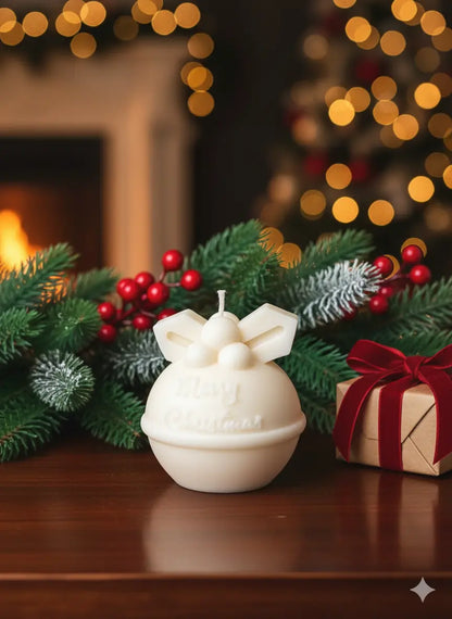 Round Bell Christmas Candle - Festive Holiday Decor for Your Home - handmade home fragrance gift