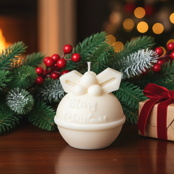Round Bell Christmas Candle - Festive Holiday Decor for Your Home - handmade home fragrance gift