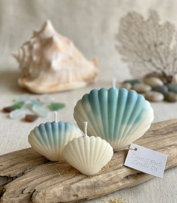 Shell Candle | Handmade Coastal Decor - handmade home fragrance gift