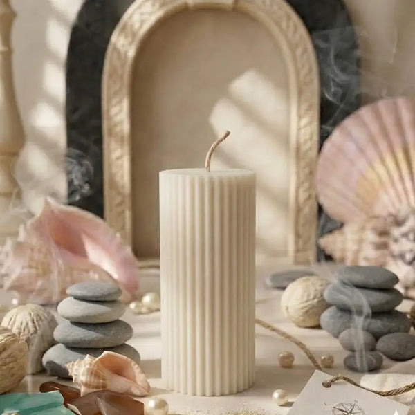 Ribbed Short Candle | Effortless Home Decor - handmade home fragrance gift