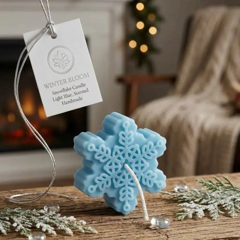 Bougies artisanales en cire de soja flocons de neige Bougie de Noël - Joie festive des fêtes