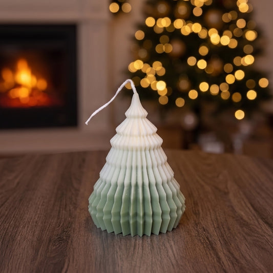 Origami Christmas Tree Candles for Festive Holiday Decor - handmade home fragrance gift