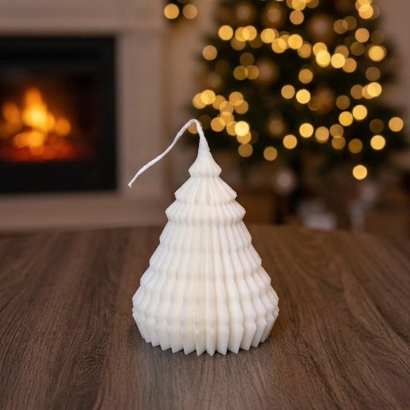 Origami Christmas Tree Candles for Festive Holiday Decor - handmade home fragrance gift