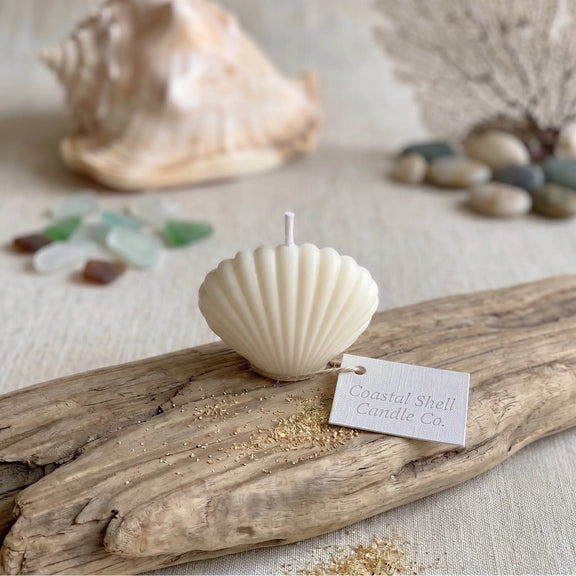Shell Shaped Candle | Handmade Coastal Decor - handmade home fragrance gift