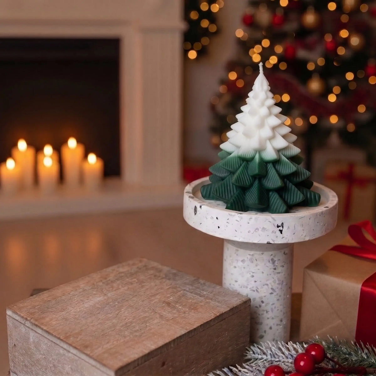 Fir Tree Candle | Festive Table Candle for Christmas Displays - handmade home fragrance gift