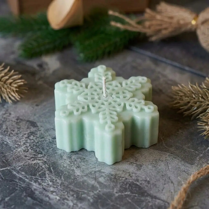 Snowflakes Handmade Soy Candles Christmas Candle - Festive Holiday Cheer - handmade home fragrance gift