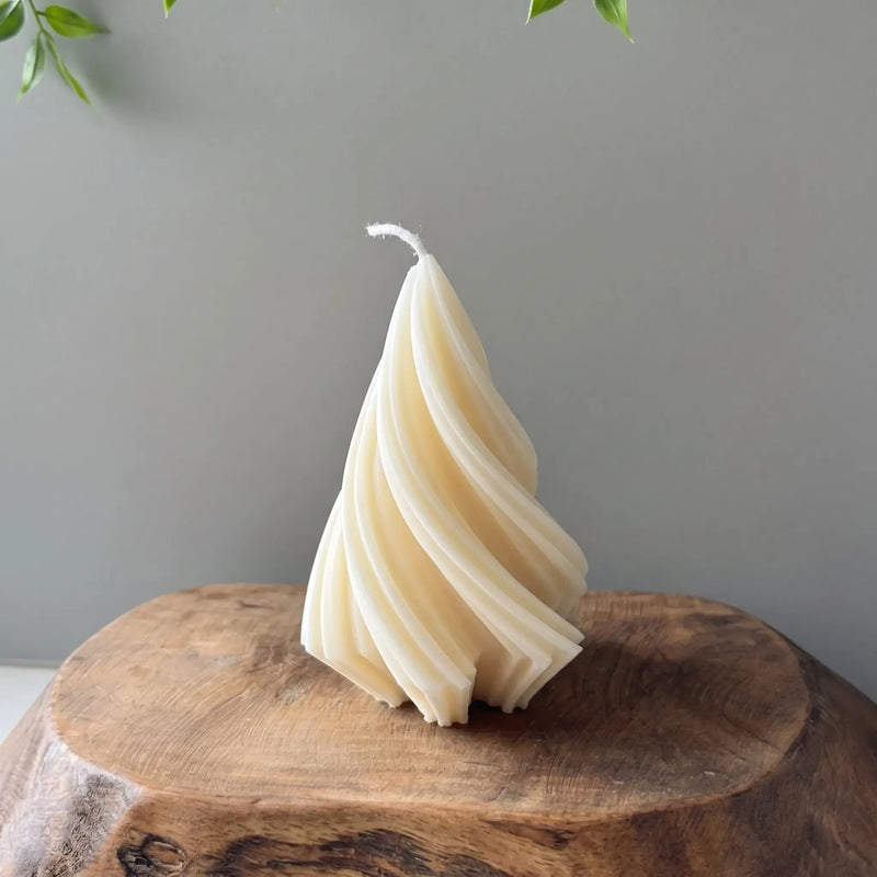 Swirling Christmas Tree Candles | Sculptural Holiday Décor - handmade home fragrance gift