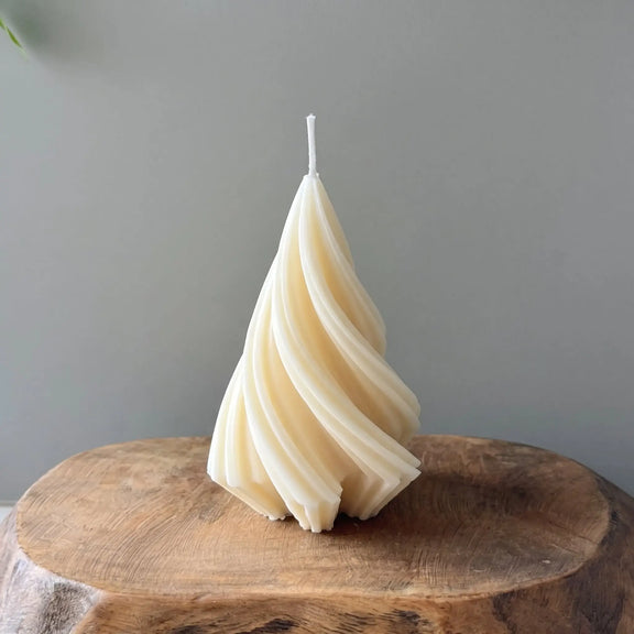 Swirling Christmas Tree Candles | Sculptural Holiday Décor - handmade home fragrance gift