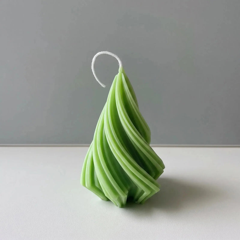 Swirling Christmas Tree Candles | Sculptural Holiday Décor - handmade home fragrance gift