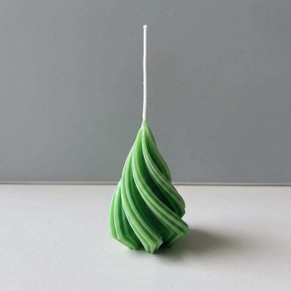 Swirling Christmas Tree Candles | Sculptural Holiday Décor - handmade home fragrance gift